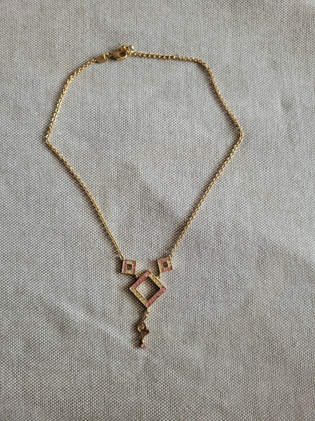 Baby phat Gold-tone necklace with pink and clear stones