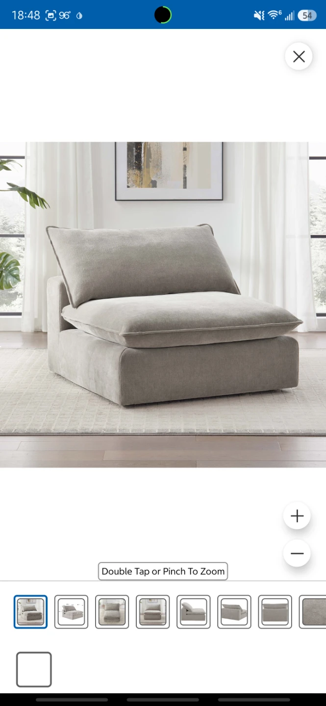 Serene Fabric Armless Chair - Taupe - photo 3
