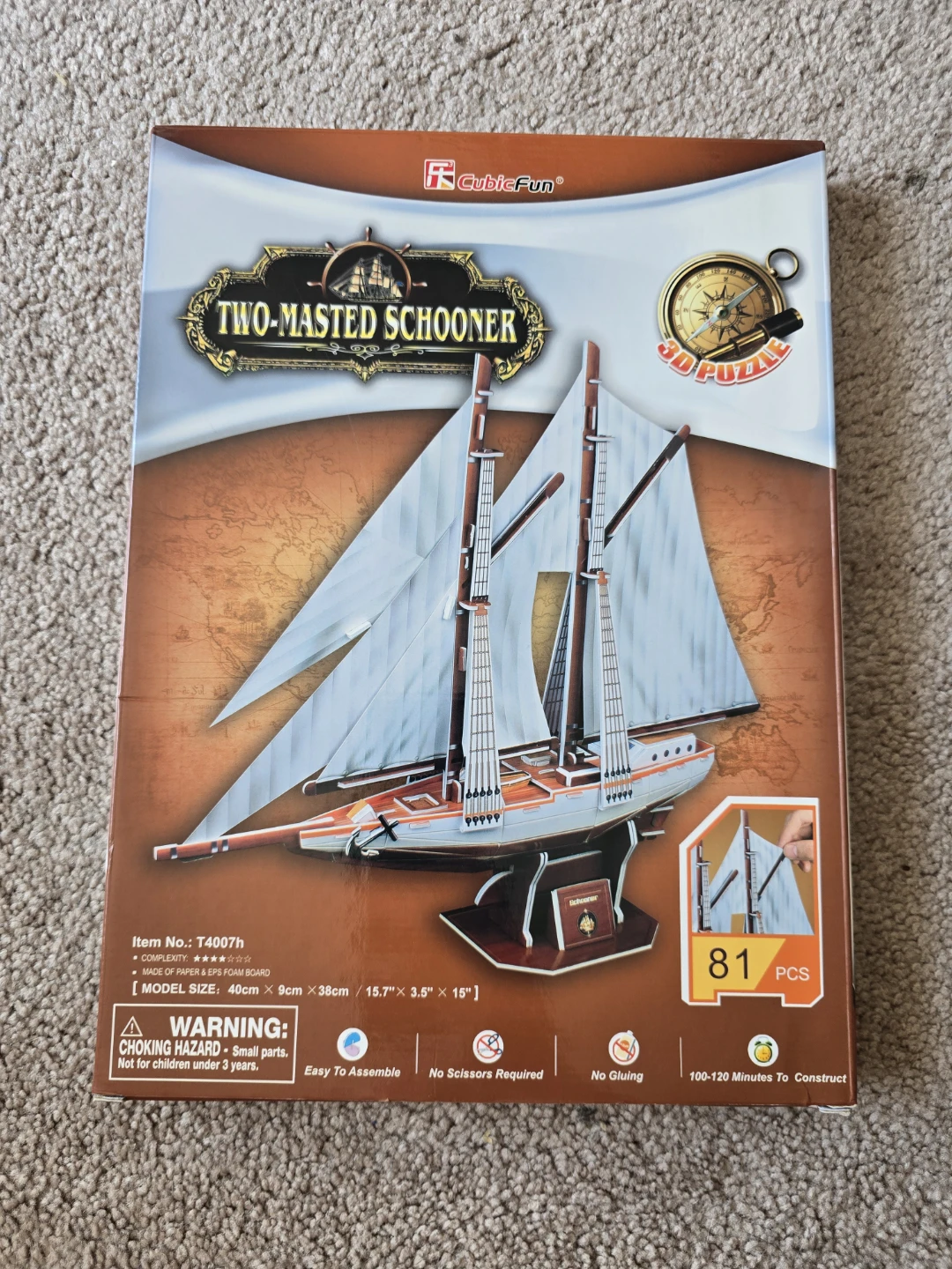 CubicFun Two-Masted Schooner 3D Puzzle