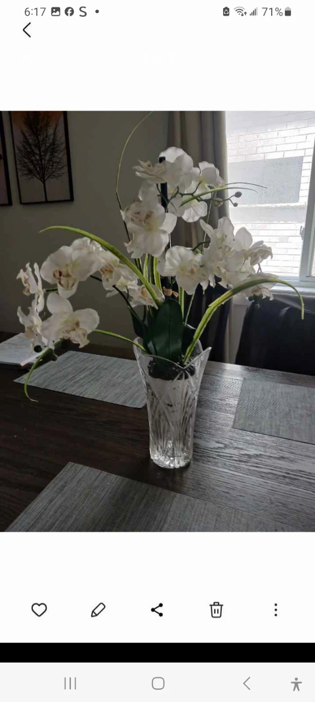 White Orchid Arrangement in Crystal Vase - photo 2