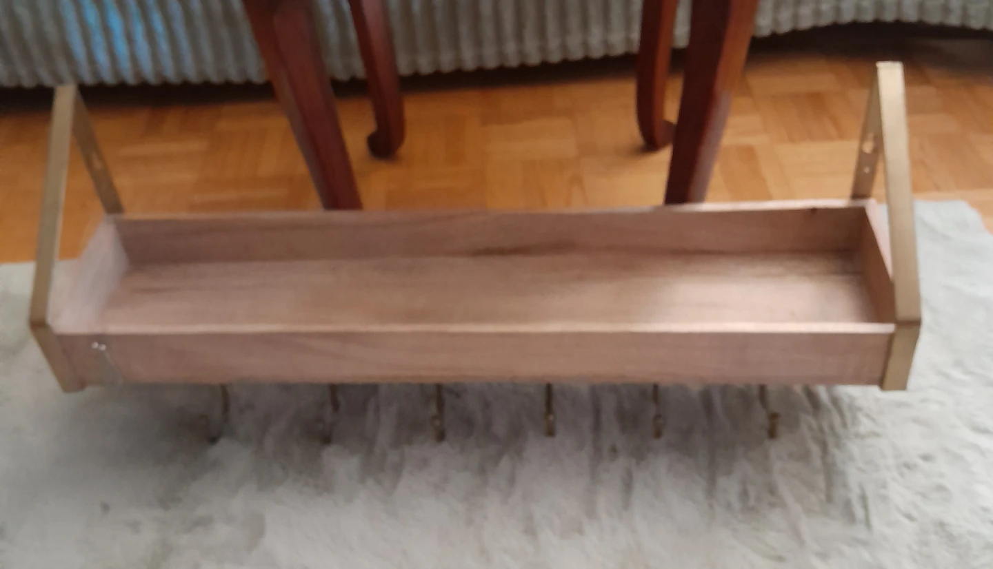 Wooden Shelf with Hooks - photo 2