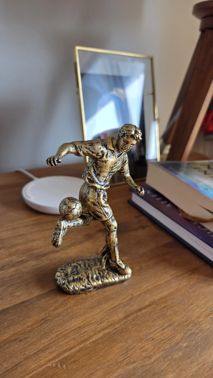 Antique Gold Soccer Footblall Player Figurine Statue *new