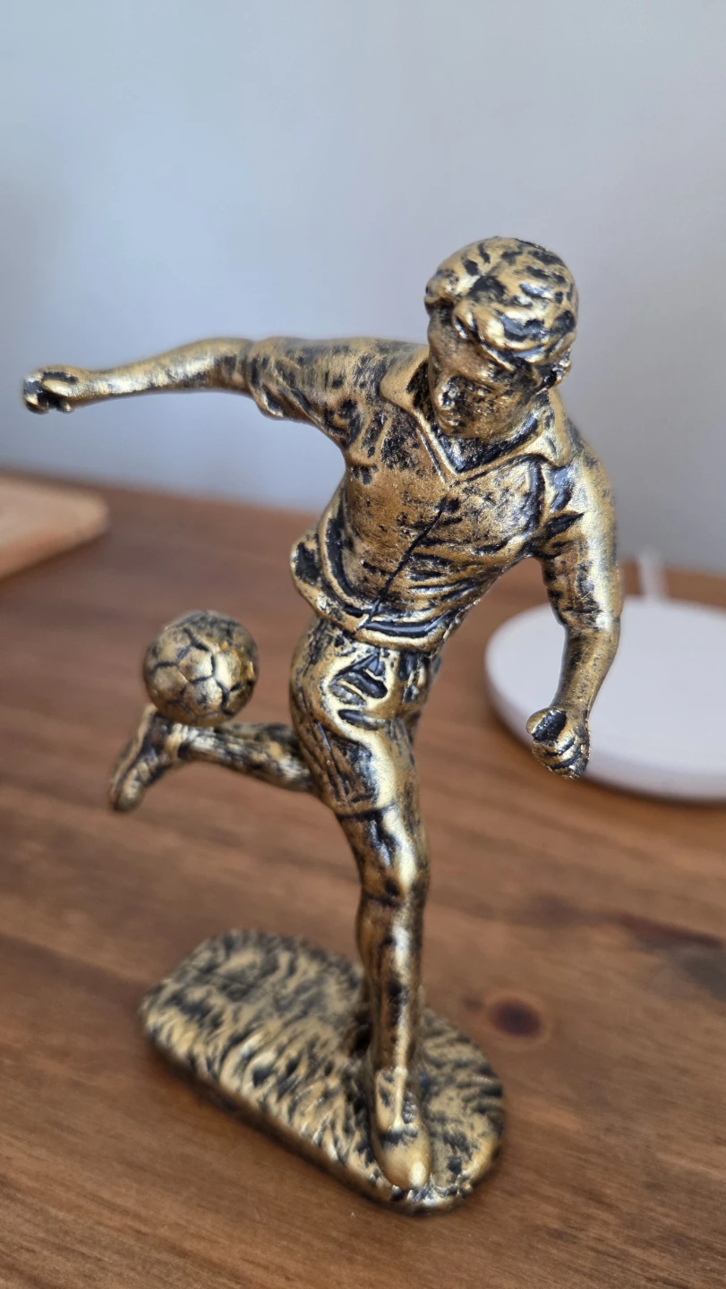 Antique Gold Soccer Footblall Player Figurine Statue *new - photo 2