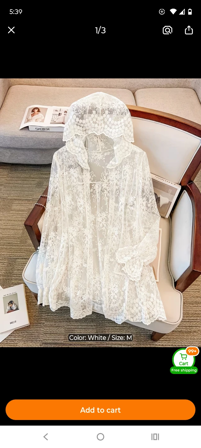 White Lace Hooded Kimono Cover-up - photo 5