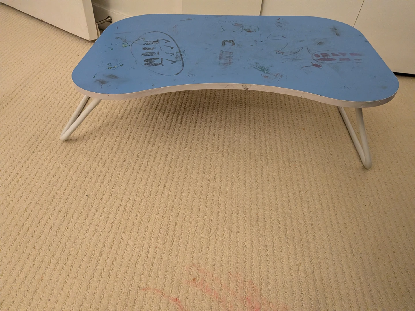 Blue Folding Lap Desk with White Legs