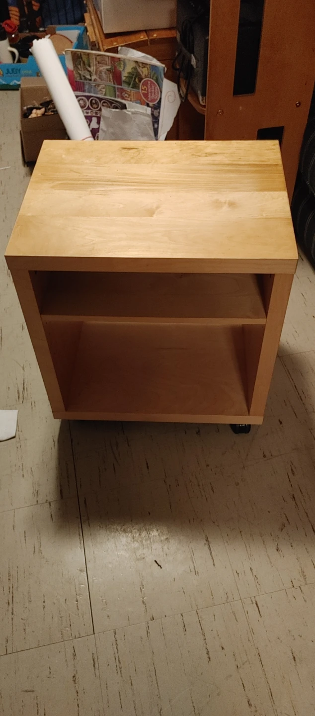 Wooden Cube Side Table with Wheels