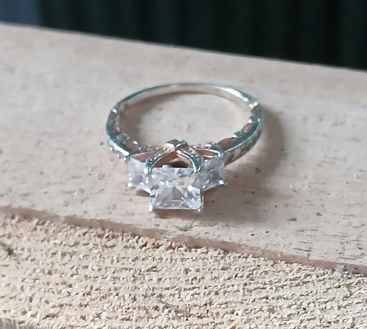 Sterling Silver 925 Princess Cut Engagement Ring