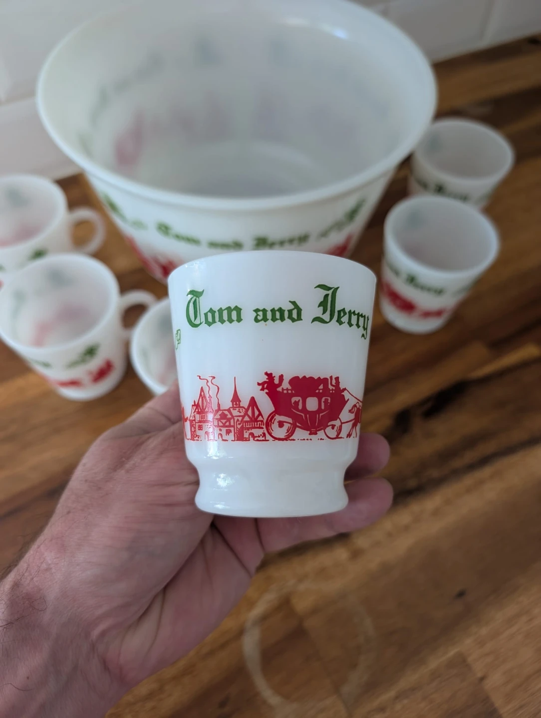 Vintage Tom and Jerry Egg Nog Bowl and Cups Set - photo 2