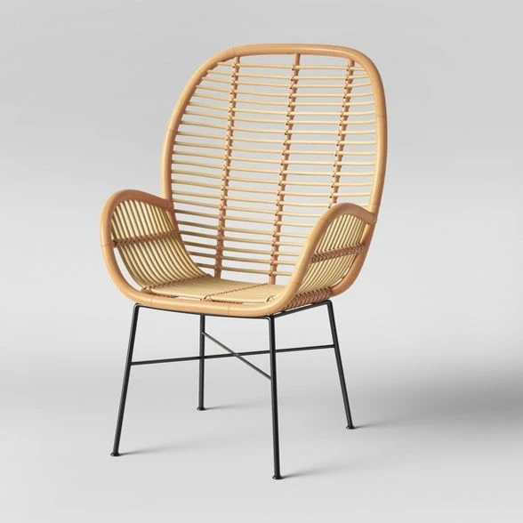 Rattan Accent Chair with Floral Cushion - photo 5