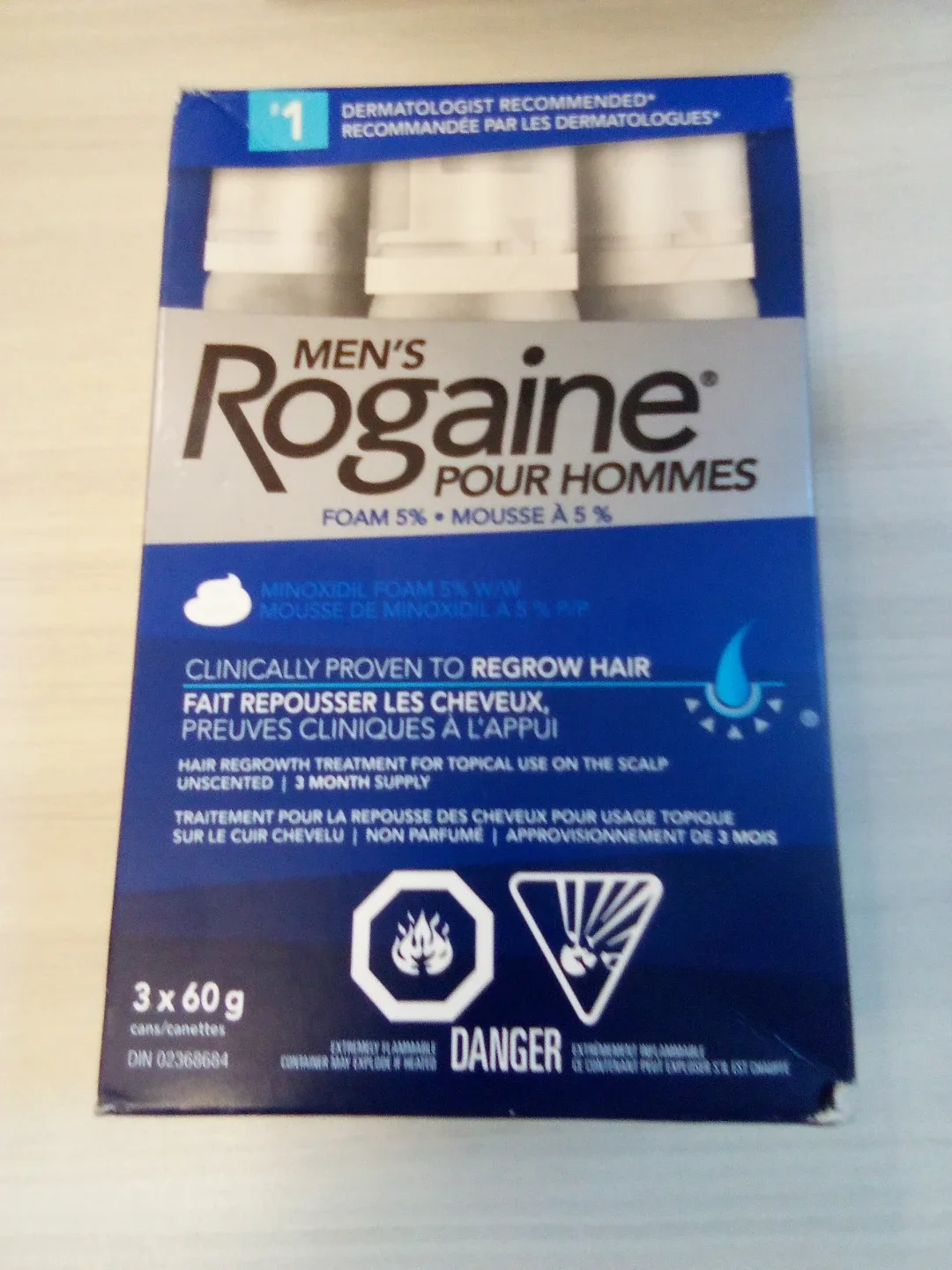Men's Rogaine Foam 5% 60ml X3 cans 3 months Treatment