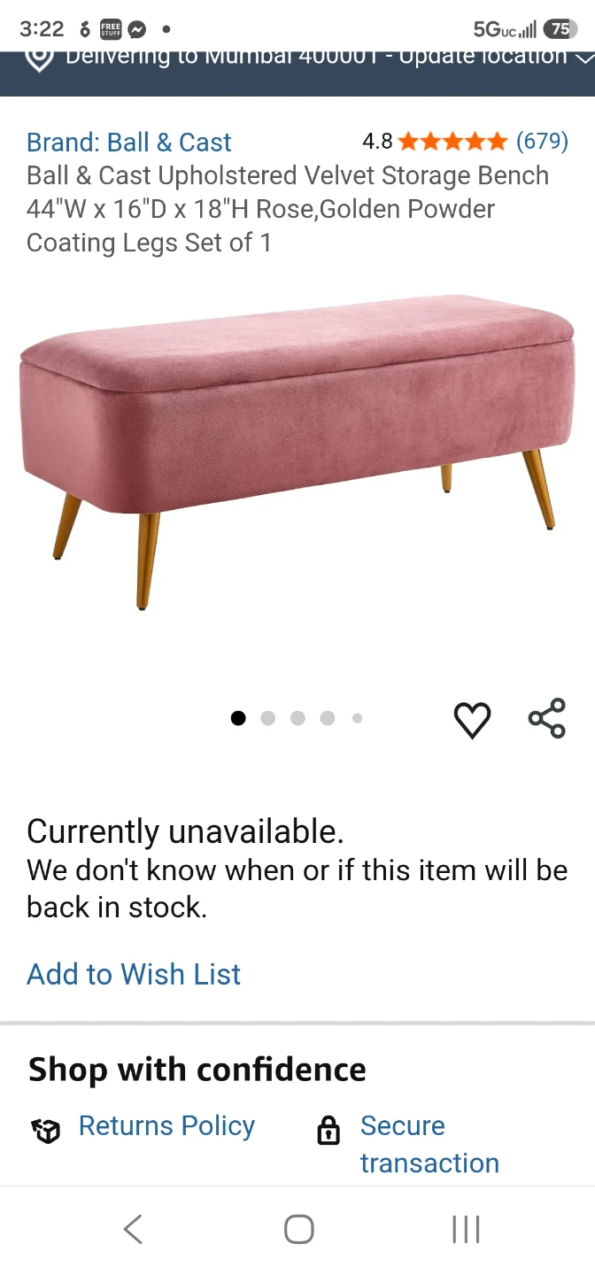 Ball & Cast Upholstered Storage Bench - photo 4