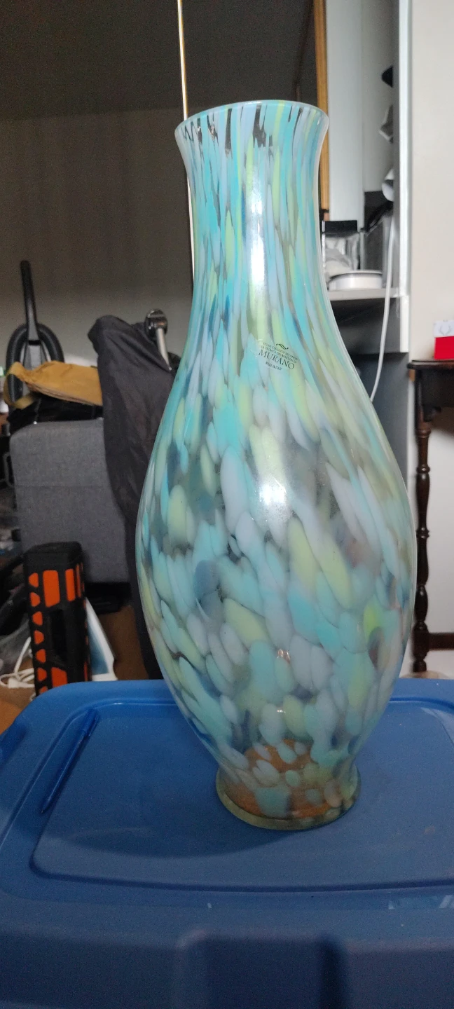 Murano Glass Vase - Blue Green Swirls
