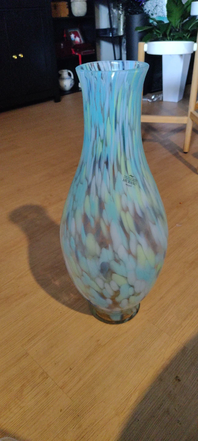 Murano Glass Vase - Blue Green Swirls - photo 3