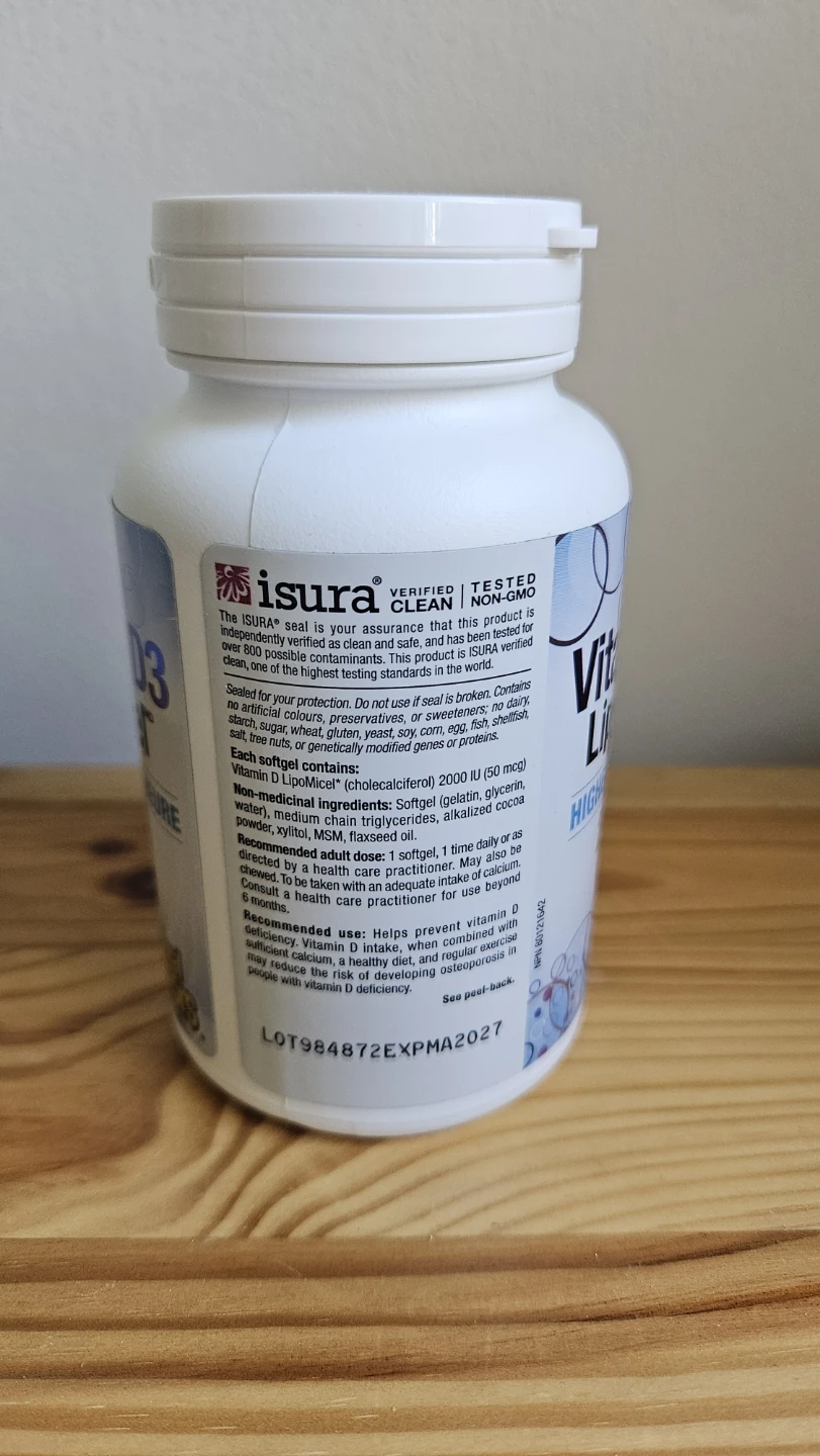 Natural Factors Vitamin D3 LipoMicel 2000 IU 180 Softgels - photo 2
