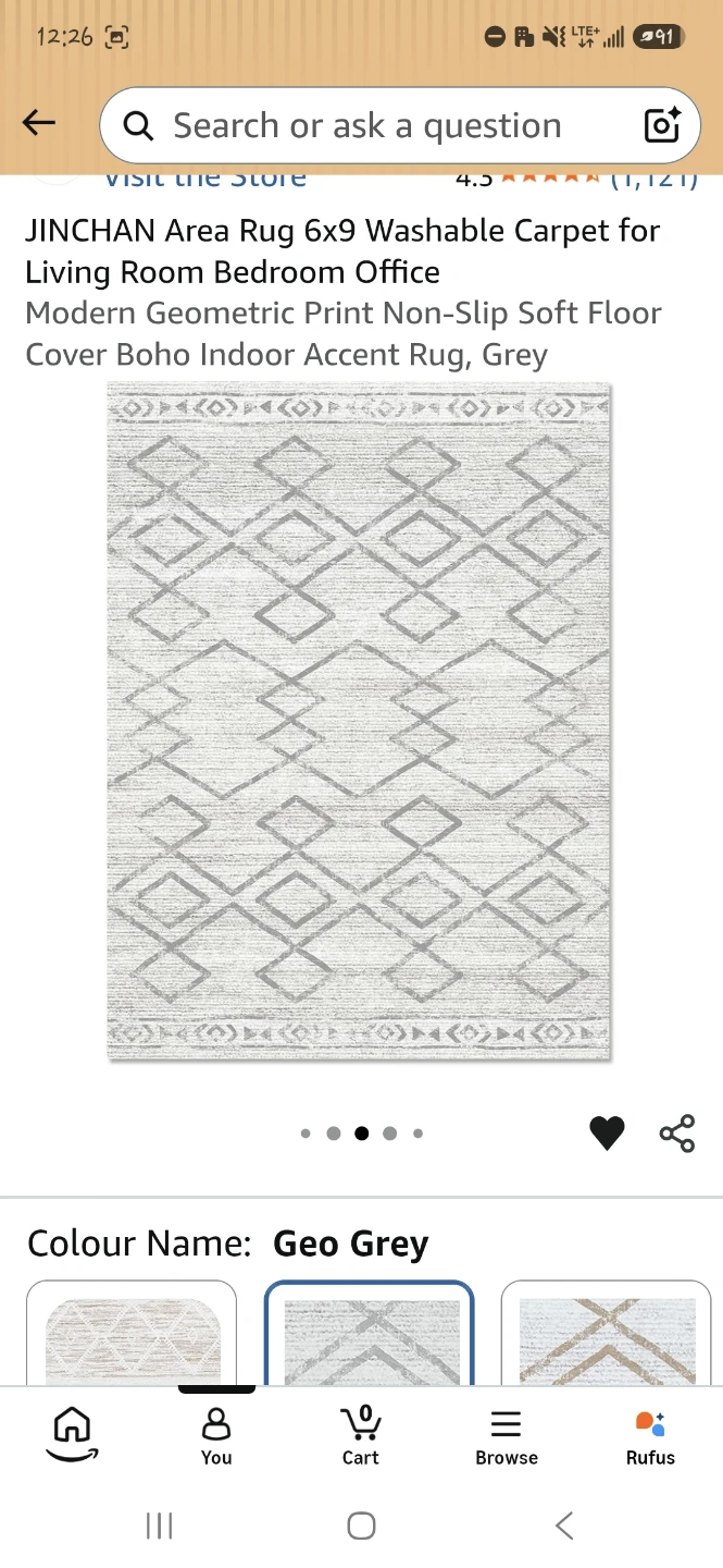 Rug Boho White Grey Geometric 6' by 9' - photo 2