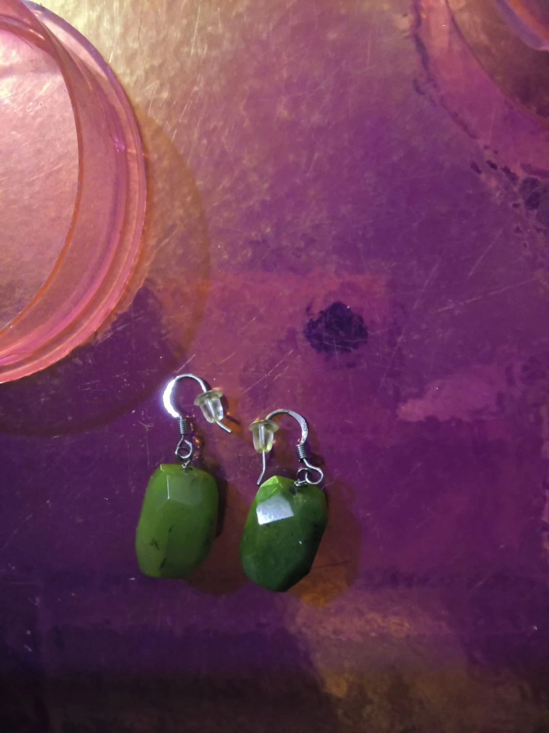 Green Stone Drop Earrings