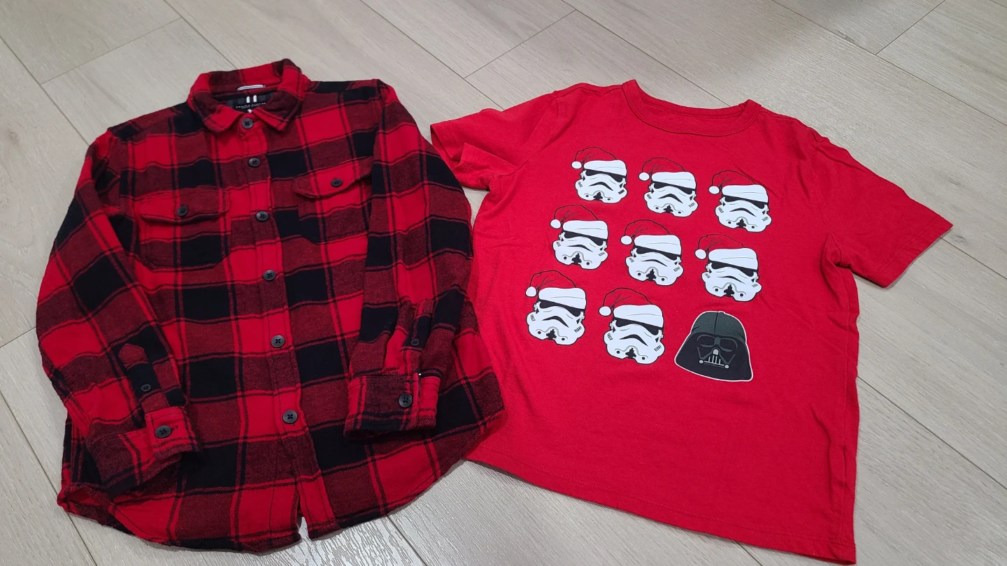 Boys Christmas Shirts - Star Wars Size 8 & Flannel Size 9/10