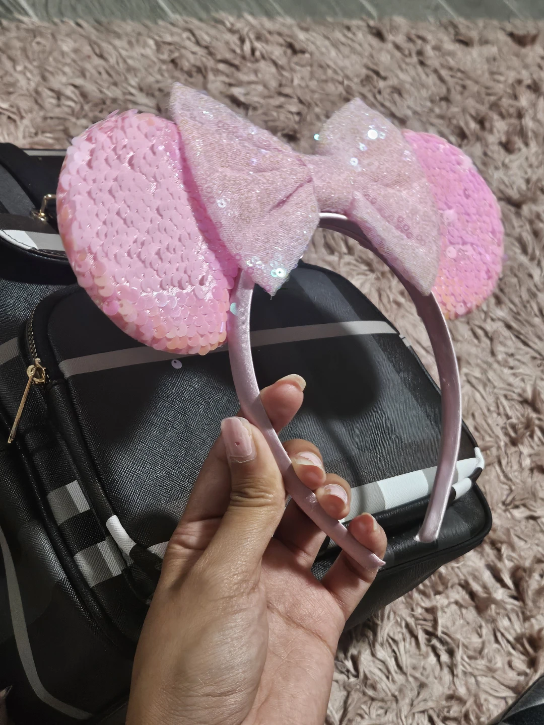 Sparkling Pink Reversible Sequin Mouse Ears Headband