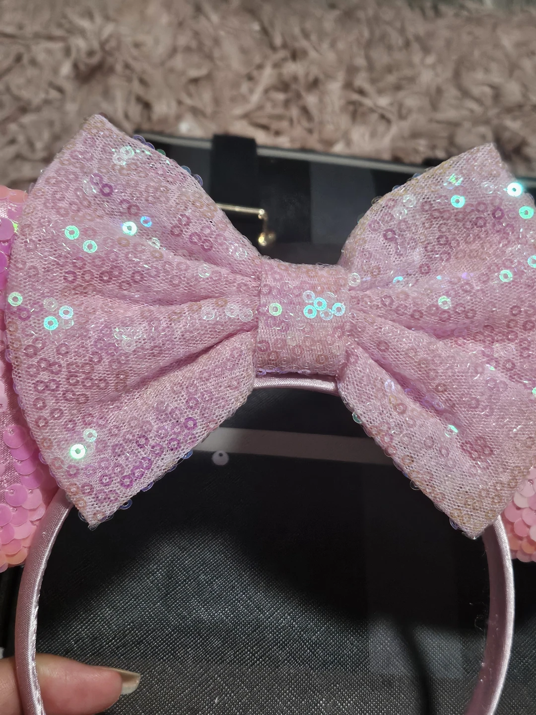 Sparkling Pink Reversible Sequin Mouse Ears Headband - photo 2