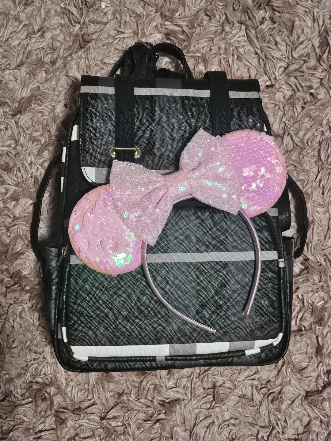 Sparkling Pink Reversible Sequin Mouse Ears Headband - photo 3