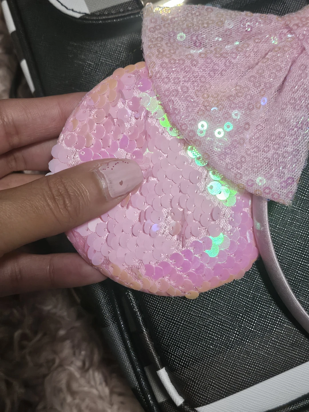 Sparkling Pink Reversible Sequin Mouse Ears Headband - photo 4