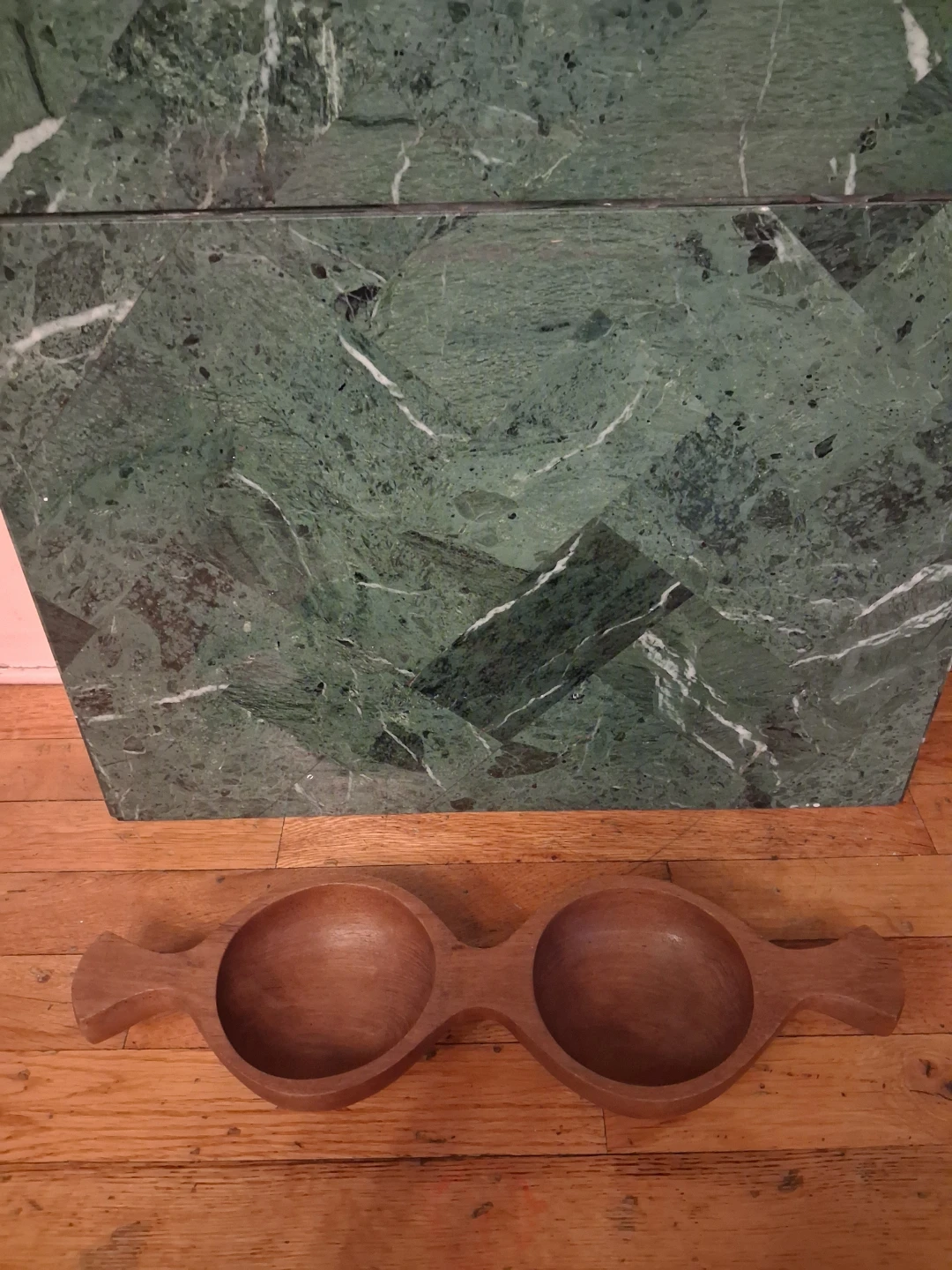 Teak Double Bowl Server