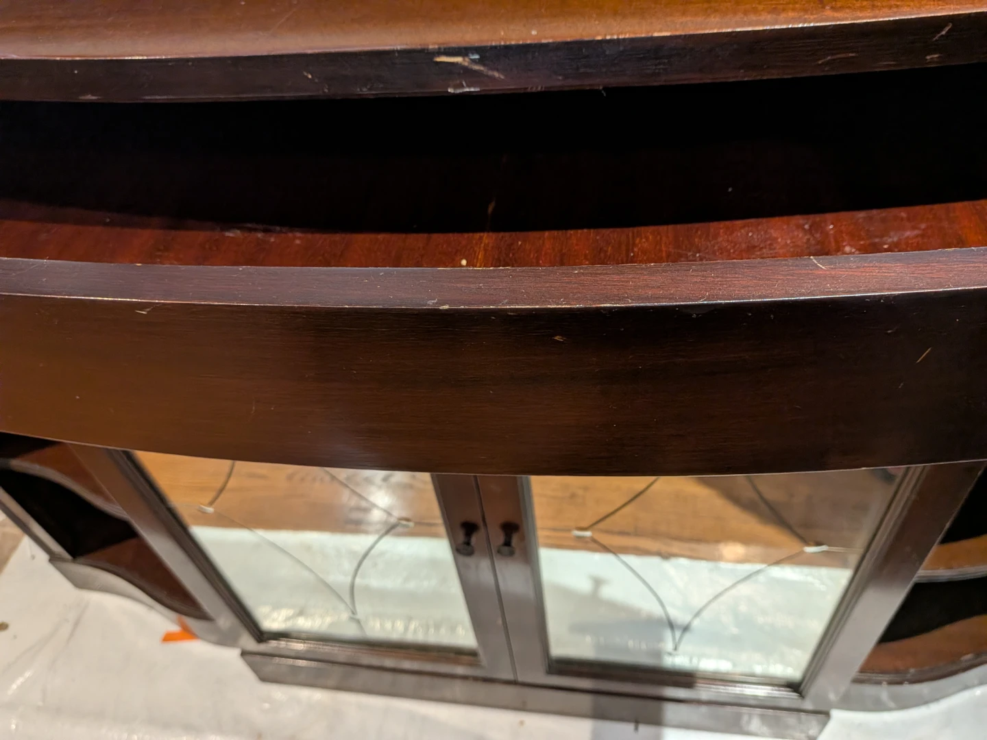 Vintage Dark Wood Buffet with Mirrored Cabinet Doors - photo 2