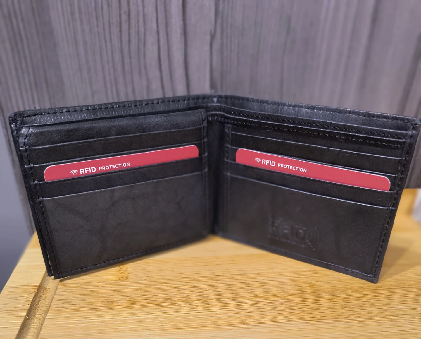 Black Bi-Fold Wallet with RFID Protection