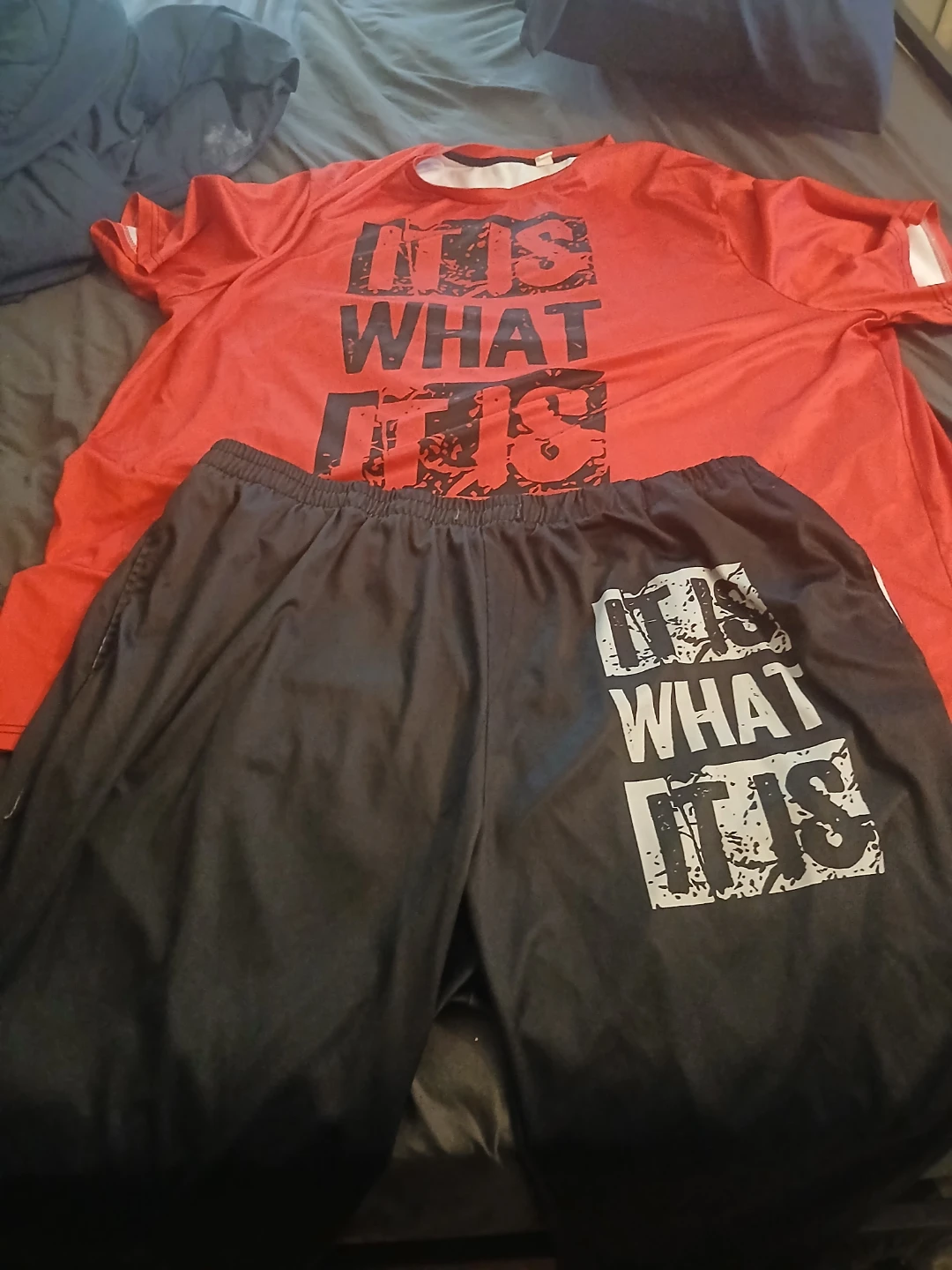 Red T-Shirt and Black Shorts Set - 6XL