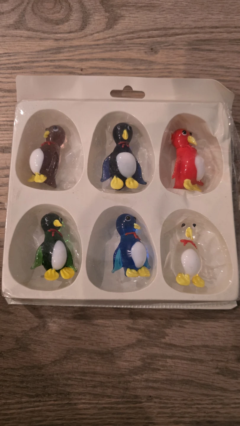 Set of 6 Glass Penguin Figurines