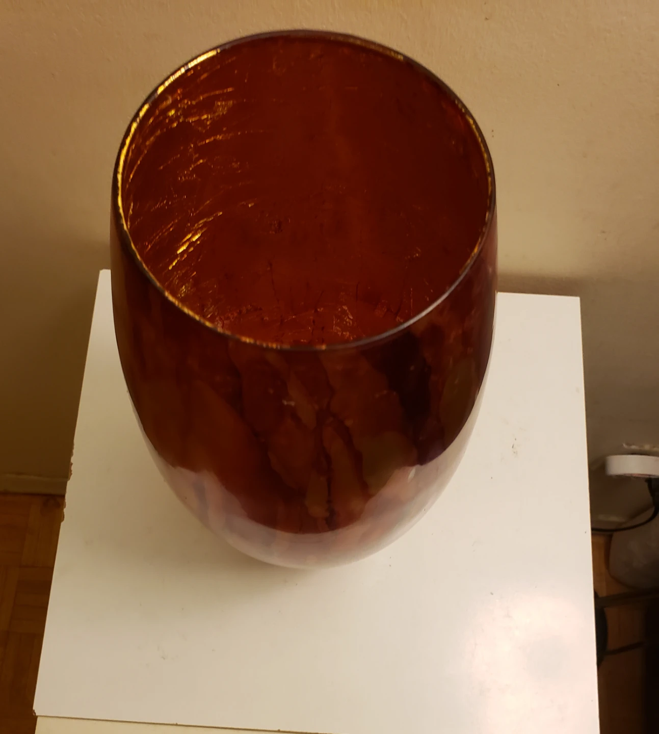 Decorative Glass Vase - Red/Gold Swirl Pattern - photo 2