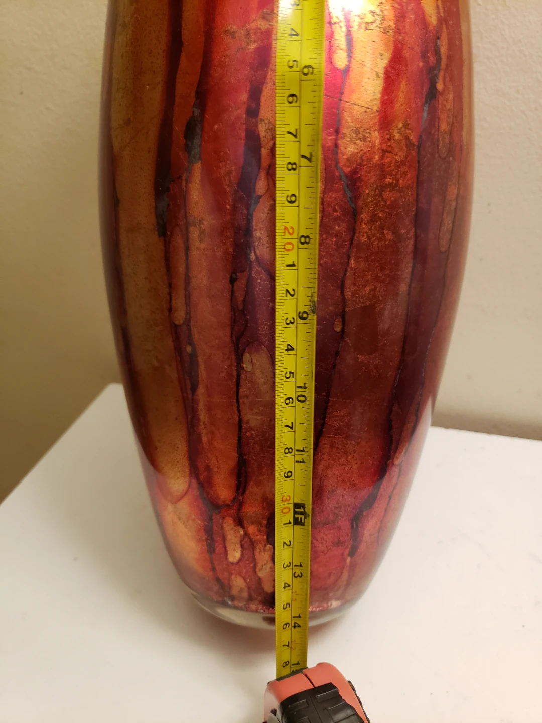 Decorative Glass Vase - Red/Gold Swirl Pattern - photo 4