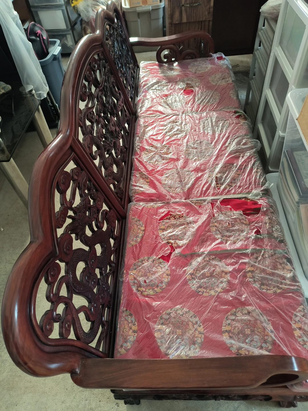 Antique Carved Wood Sofa Couch - photo 2