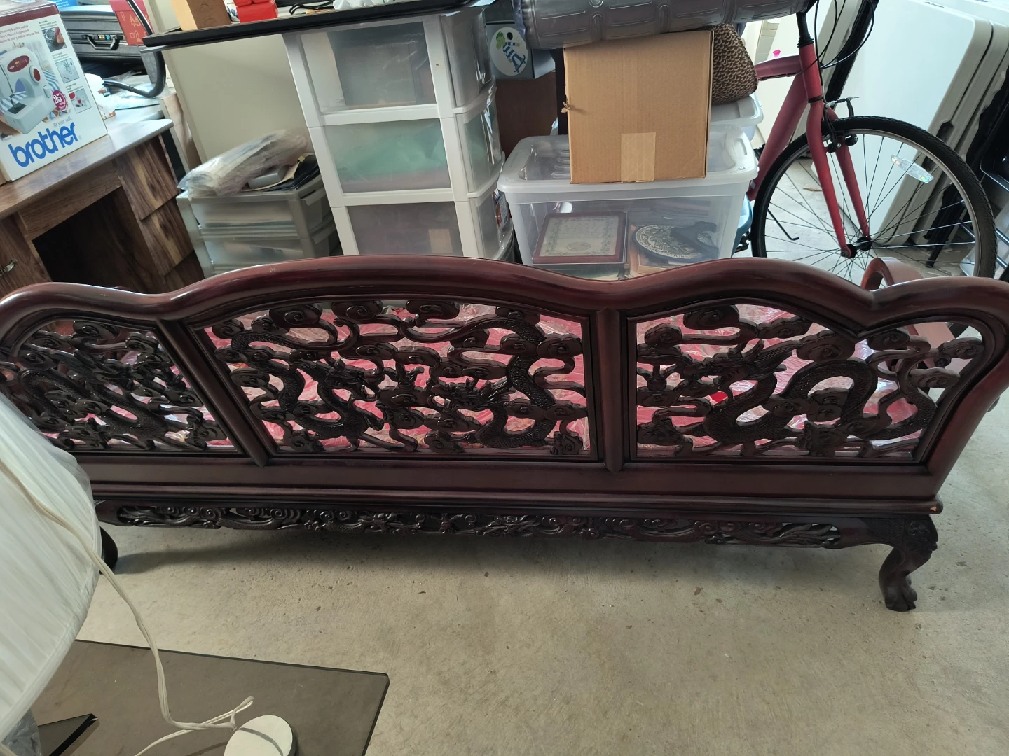 Antique Carved Wood Sofa Couch - photo 4