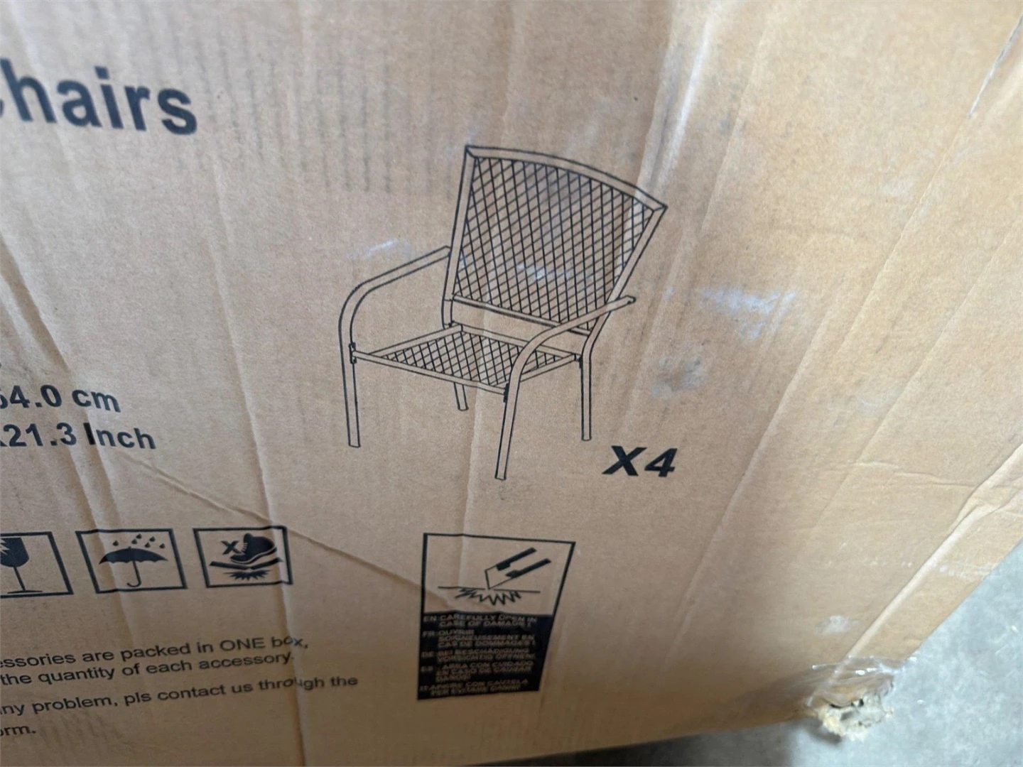 Set of 4 Metal Patio Dining Chairs - Dark Grey - photo 4