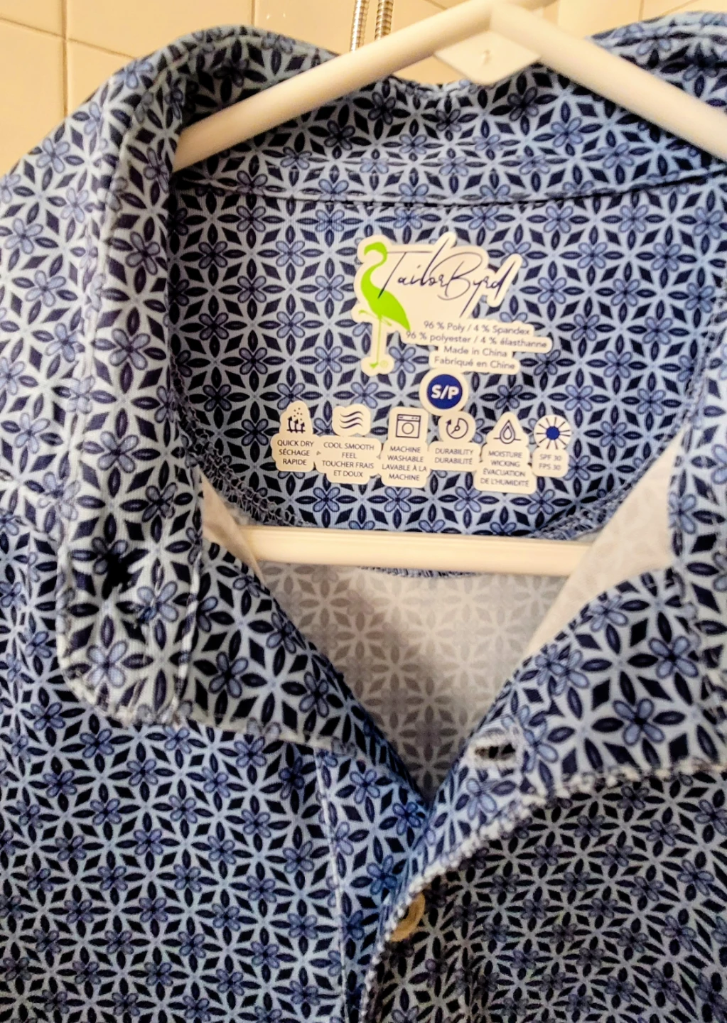 Tailor Bird Blue Geometric Print Polo Shirt - photo 2