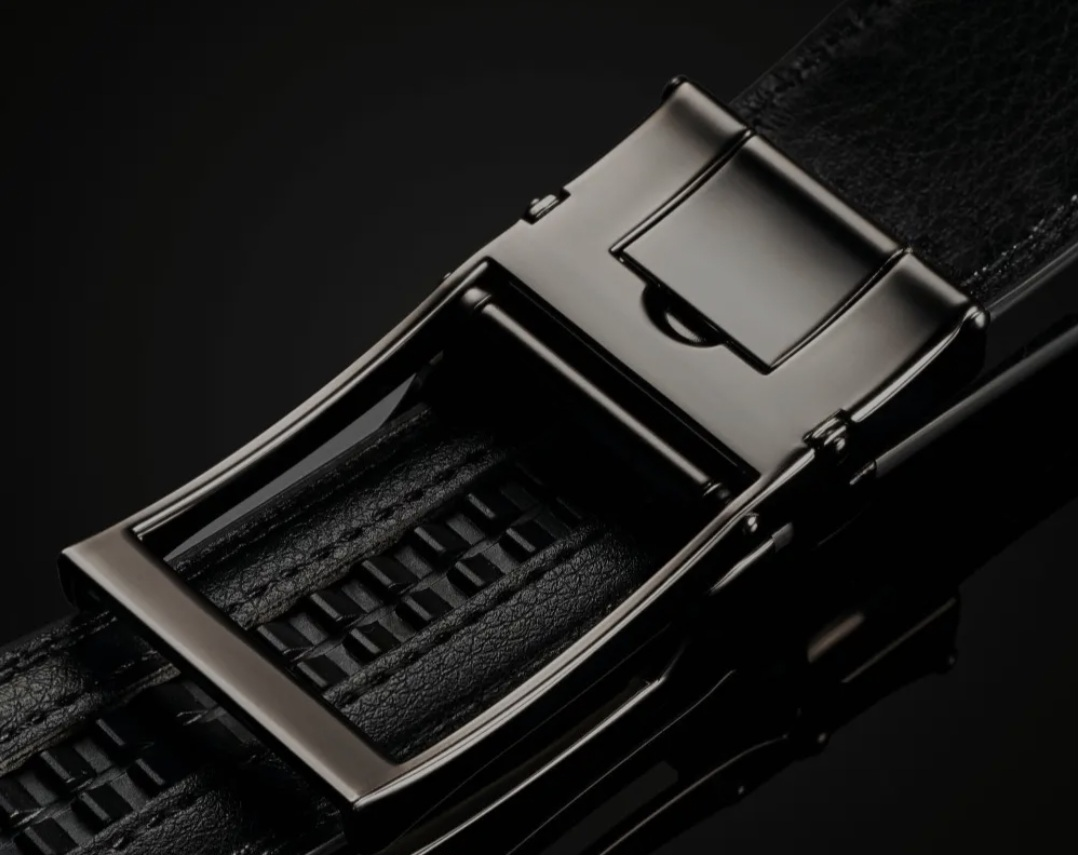 Vittelo Black Leather Ratchet Belt with Automatic Buckle - photo 5
