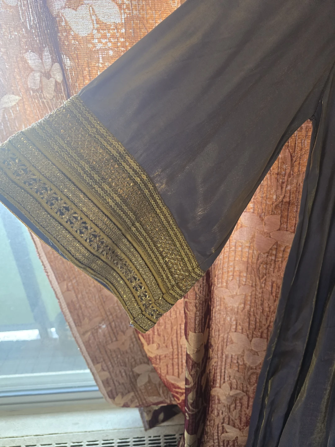 Brand new Grey shimmering  Dress with Gold Embroidery - photo 3