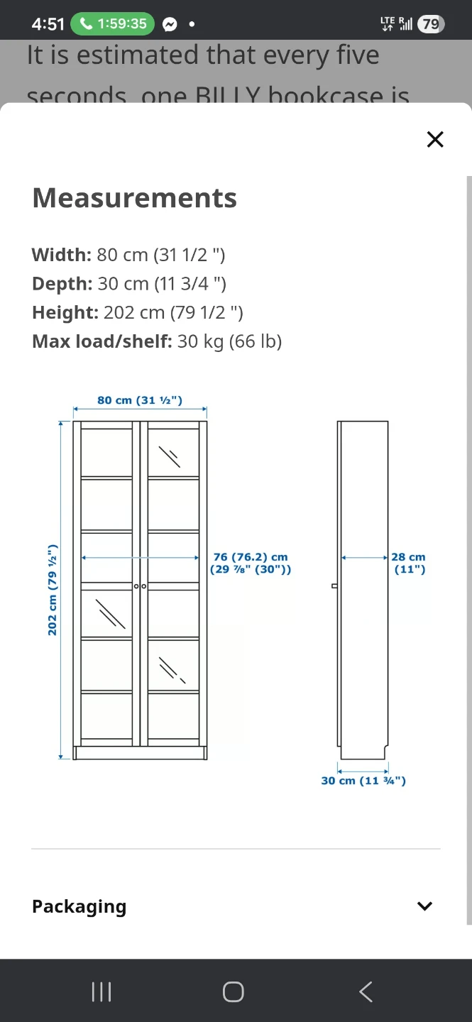 IKEA BILLY BOOKCASE WITH GLASS DOORS - photo 2