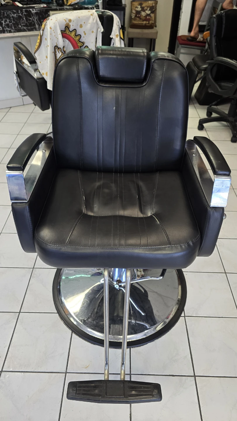 Black Barber Chair with Chrome Accents