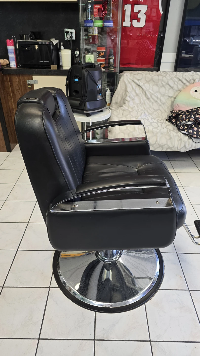 Black Barber Chair with Chrome Accents - photo 2