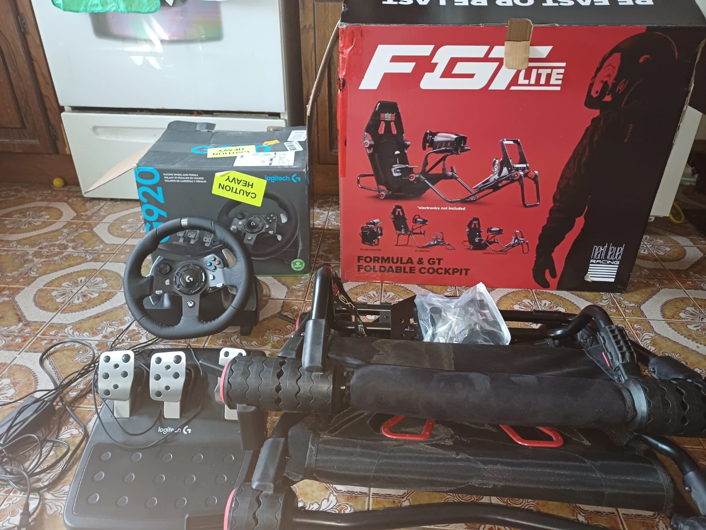 Logitech G920 Racing Wheel & Pedals with Seat.