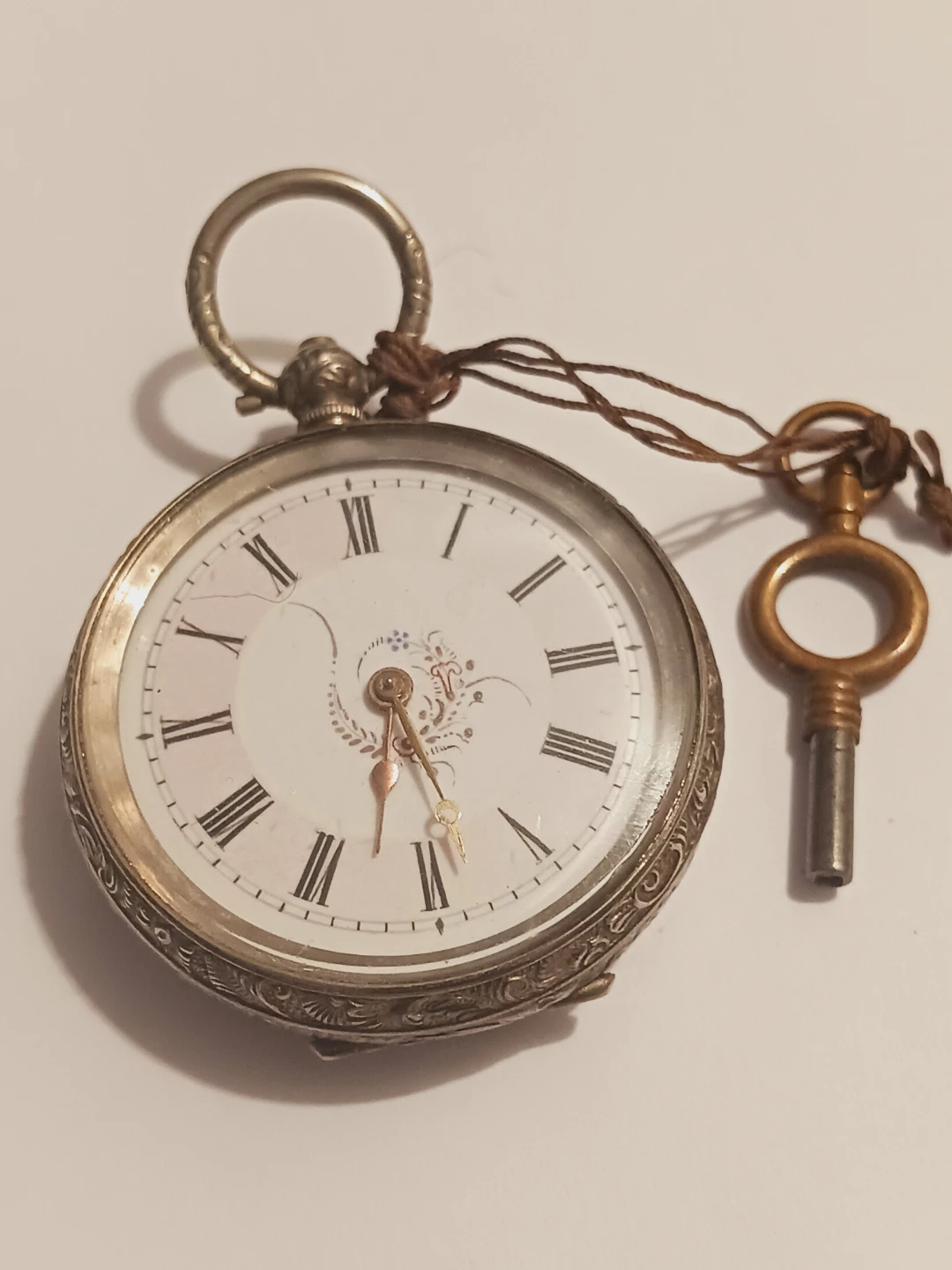 Antique Collectible 800 Silver Pocket Watch with a Key