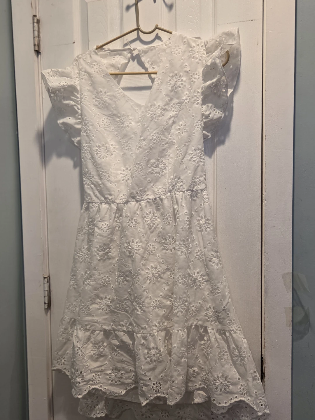 White Eyelet Dress with Open Back