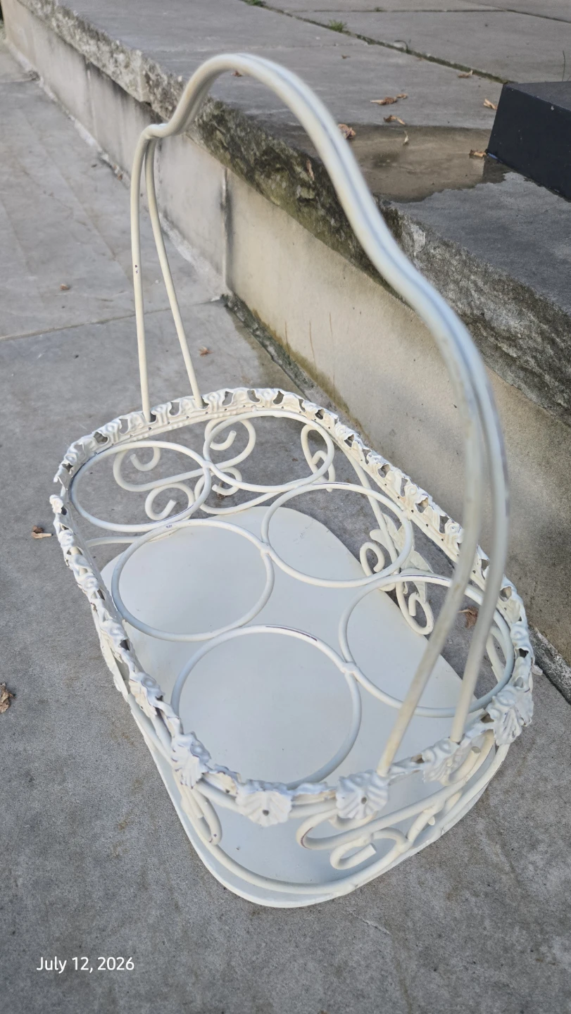 White metal decorative caddy