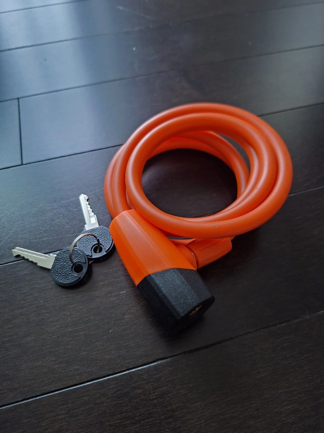 Orange Coil Bike Lock with 2 Keys