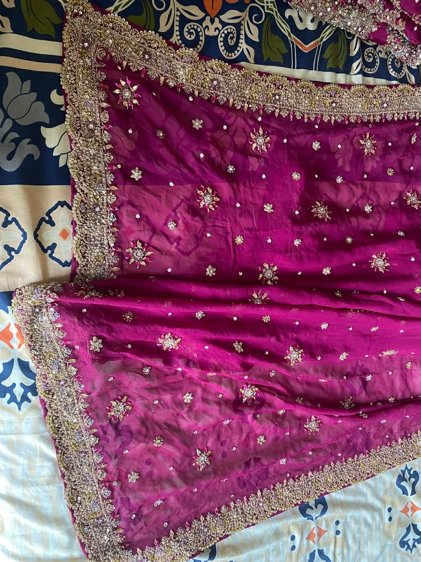 Embellished Magenta Lehenga and Dupatta Set - photo 4
