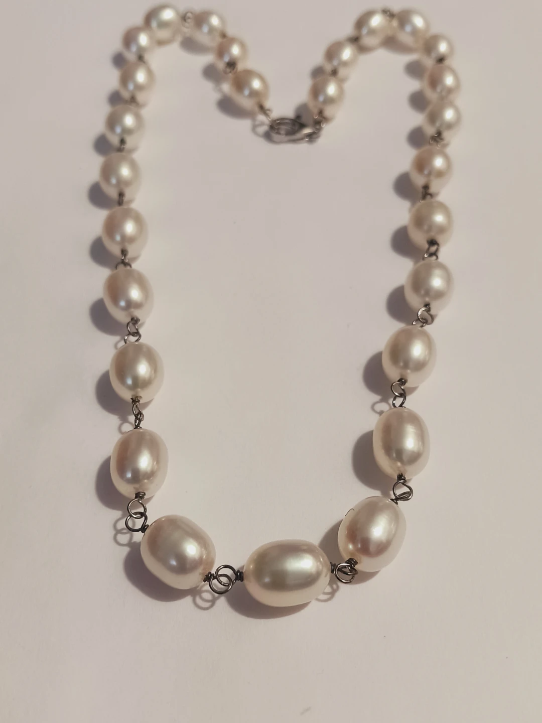 Sterling Silver 925 Clasp and Chain Freshwater Pearl Necklace - photo 2