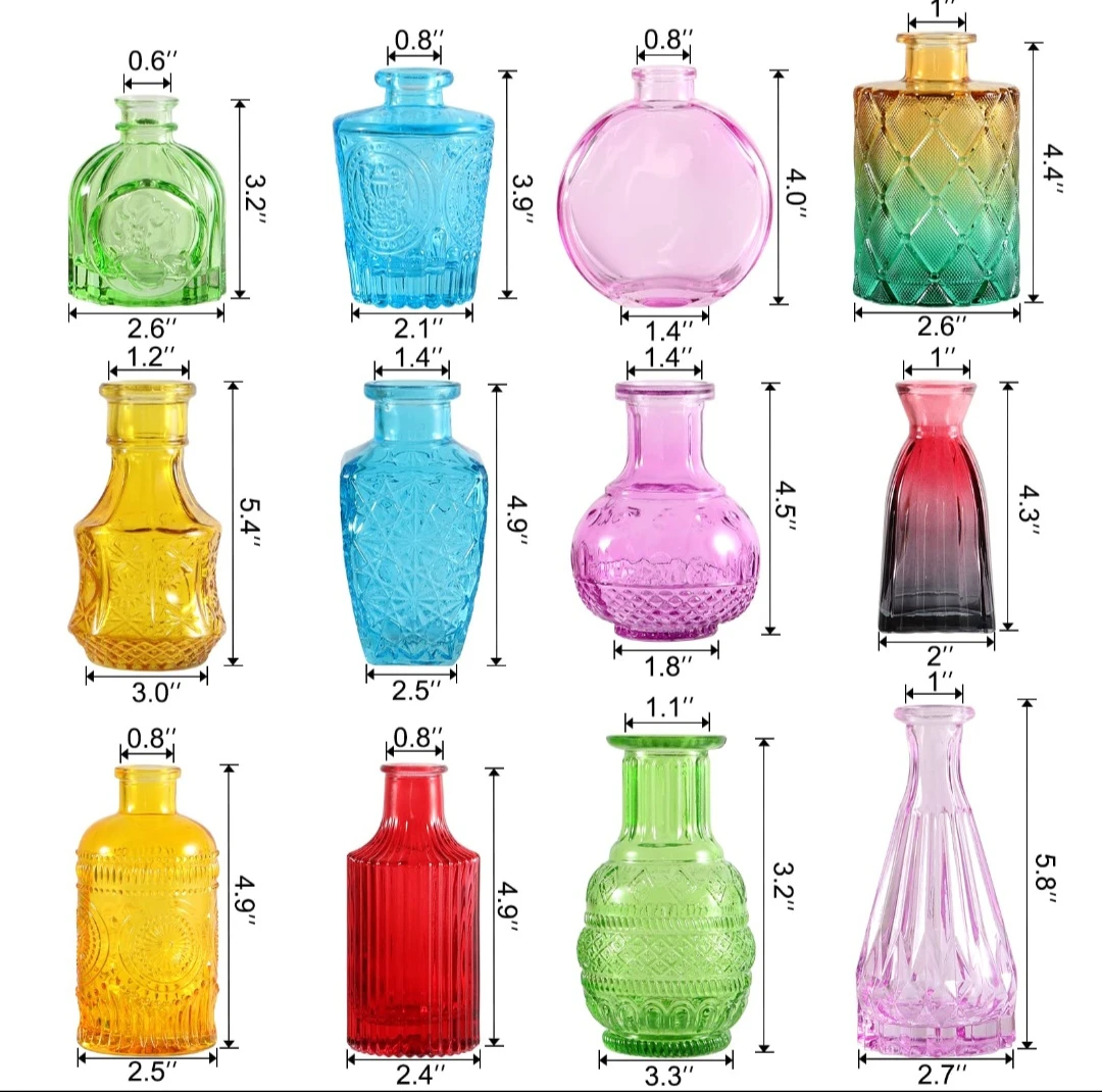 Assorted Coloured Glass Bud Vases Set - photo 2