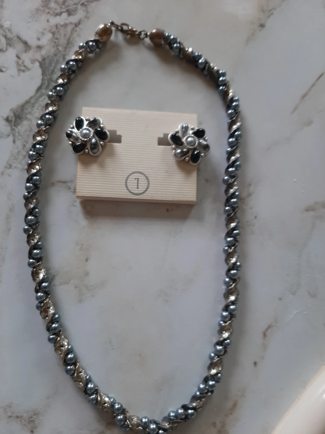 Vintage Beaded Necklace and Earrings Set